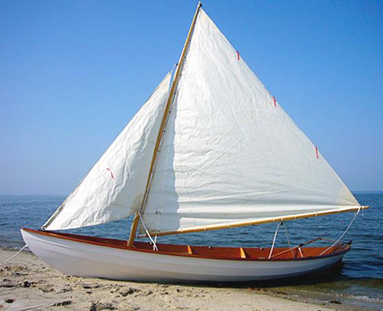 Northeaster Dory rigged for sailing