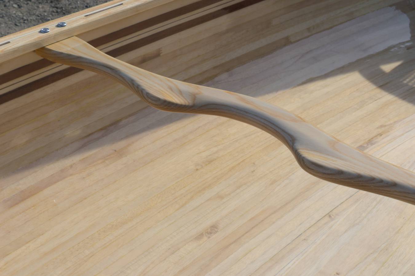 Ranger 15 wood-strip canoe - ash yoke