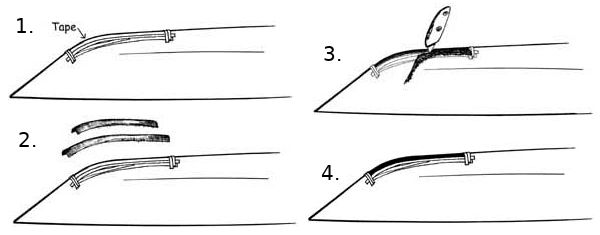 How to install dynel/graphite rubstrips on a kayak