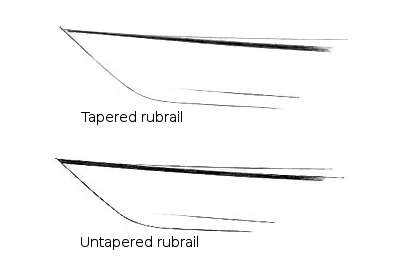 Tapered rubrails give a kayak a more elegant appearance