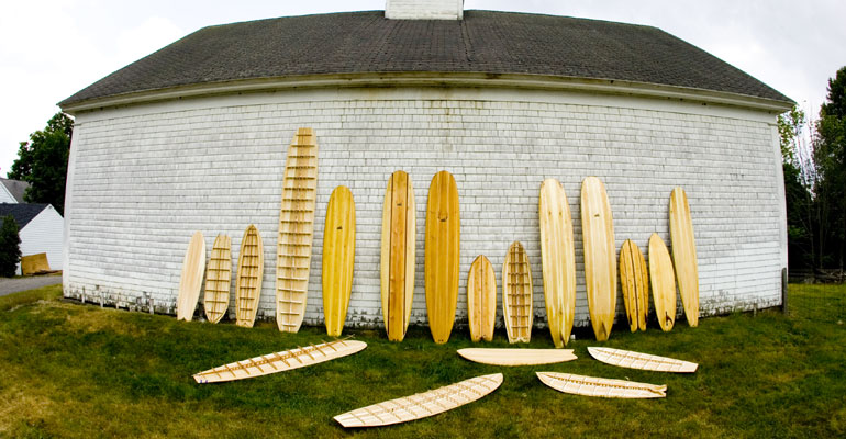 Grain hollow wooden surfboards