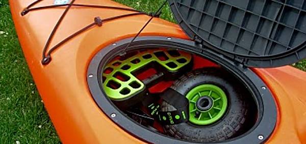 C-Tug canoe or kayak trolley that fits in a kayak hatch