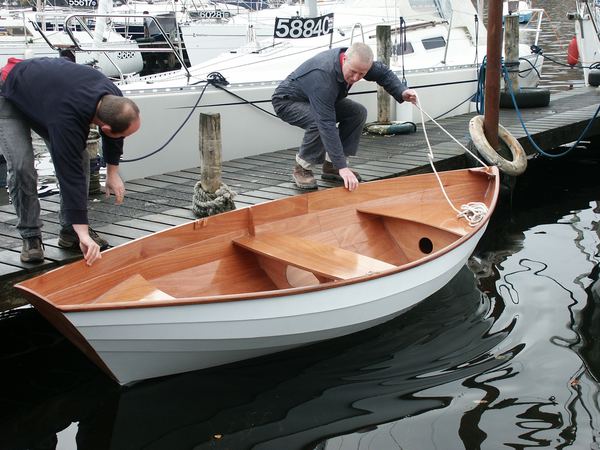 Large home made wooden rowing dory