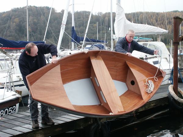 Lightweight wooden self build rowing dory from Fyne Boat Kits