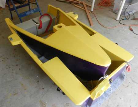 The Duo dinghy can be built as a nesting take-apart boat that saves storage space