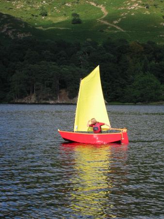 Messing about under sail in an Elterwater pram