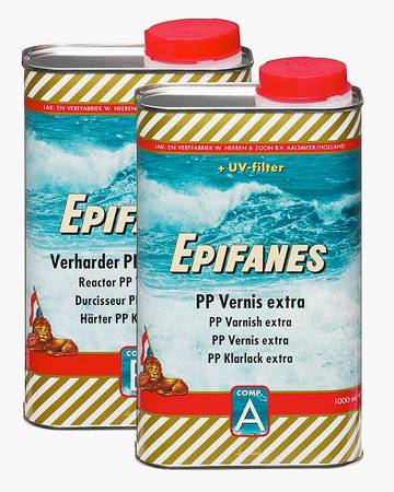 Epifanes PP Varnish Extra is a fast-drying two-component varnish for all types of wood, with excellent impact and abrasion resistance