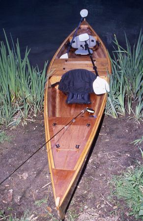 Wooden fly fishing canoe built from plans