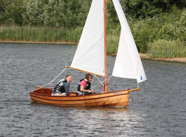 Nimble kit-built wooden sailing boat