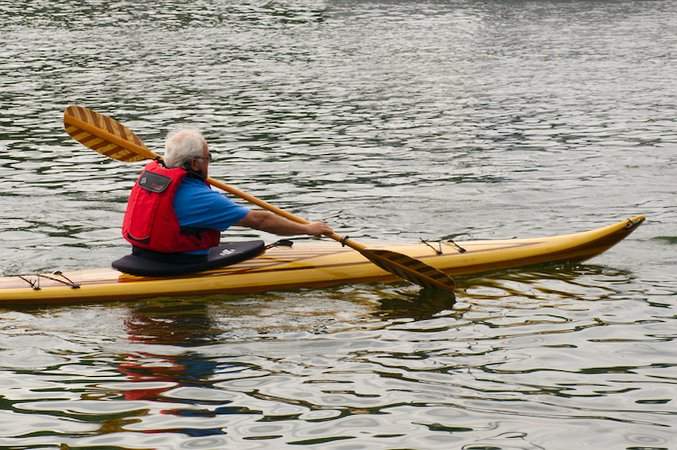 Guillemot Small is an efficient and responsive cedar-strip sea kayak for smaller paddlers