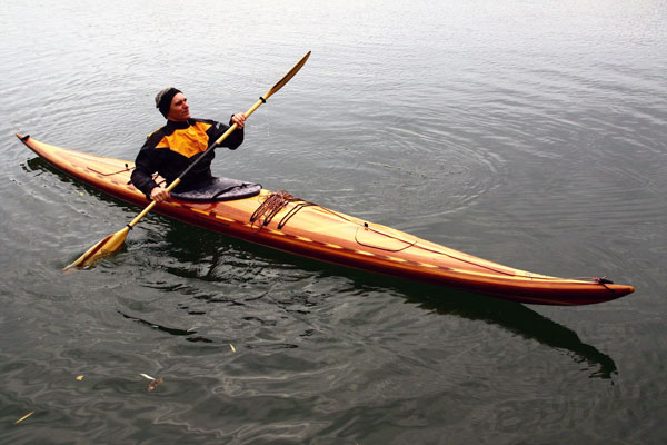 Guillemot stable and efficient cedar-strip sea kayak