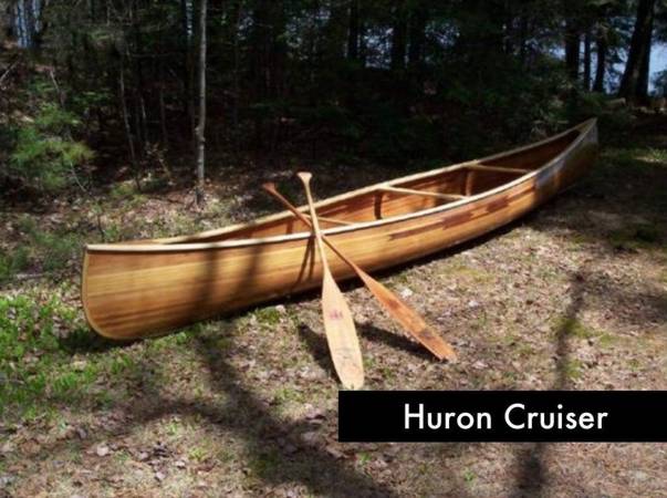 The Huron Cruiser is a traditional but sleek wood-strip canoe optimised for speed and manoeuvrability