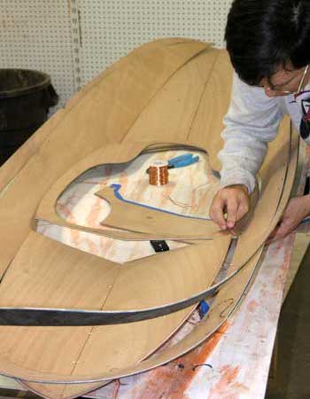 Wiring together the hull of a Matunuck surf boat from Fyne Boat Kits