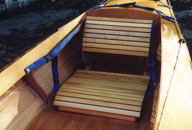 Standard wooden seat in Mill Creek canoe