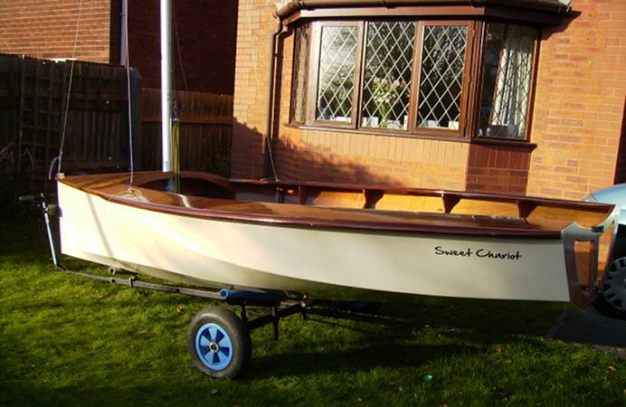 Modern self-built wooden National 12 boat