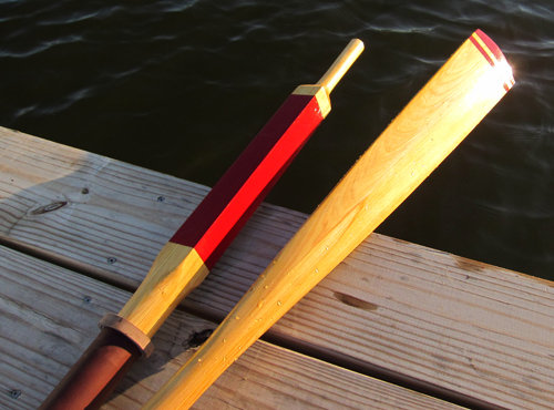 Traditional wooden oars made from plans and a step-by-step manual