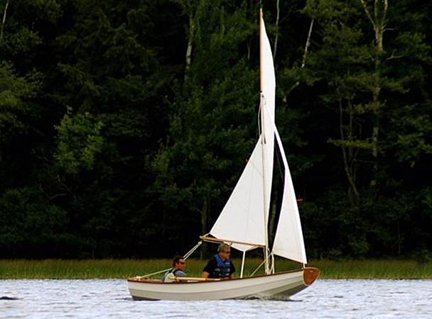 Home made clinker sailing boat