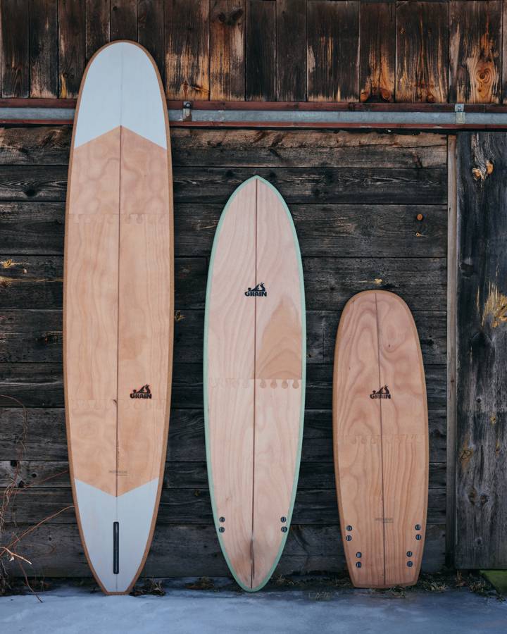 Grain PlyBeam surfboard kits for rapid assembly at home