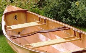 Cane seats installed in a Sassafras canoe