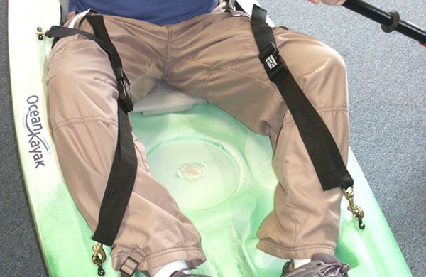 Thigh straps for extra control while paddling a sit-on-top kayak