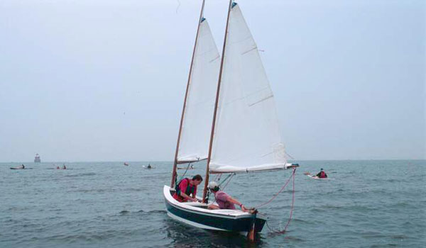 Stitch and glue constructed lightweight sailing boat