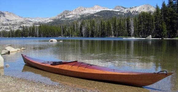 Greenland style wooden sea kayak