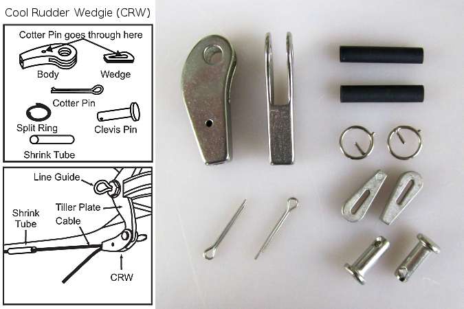 Smart Track Cool Rudder Wedgie (CRW) allows fine adjustments to rudder cables without tools