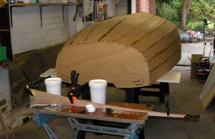 Professional Epoxy Coatings used to glue together a wooden stem dinghy