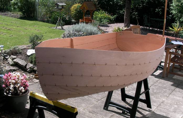 Building a boat kit in the garden