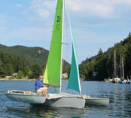 Strike 15 racing trimaran on its first sail