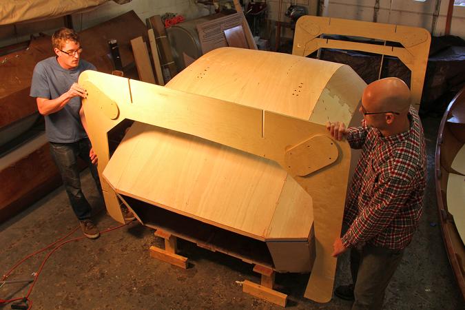 Removing the teardrop caravan from the mould
