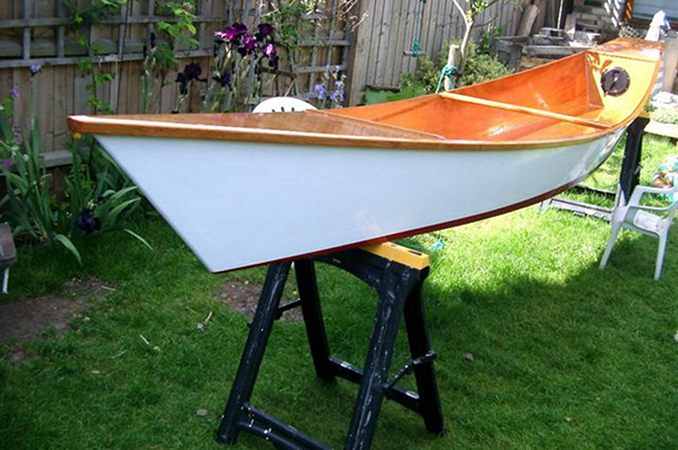 Wastwater canoe in the garden after painting