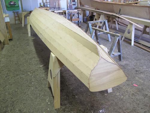 Fyne Boat Kits tandem wherry build - aligning the hull