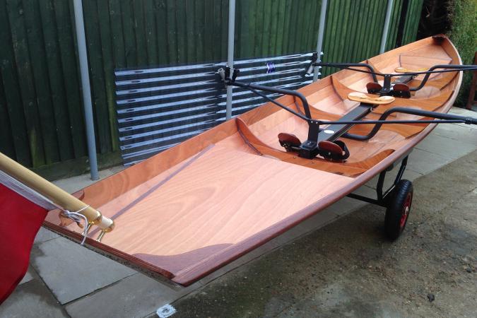 Tandem Wherry wooden rowing boat for two sliding seats