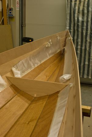 Bow completion on a wherry rowing boat kit