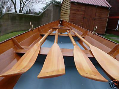 Completed wherry rowing boat including spoon blade oars