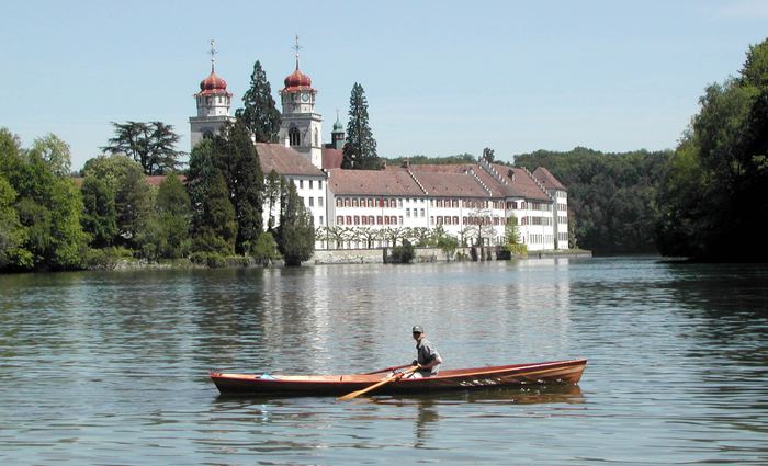 Fyne Boat Kits wherry in a lake in Switzerland