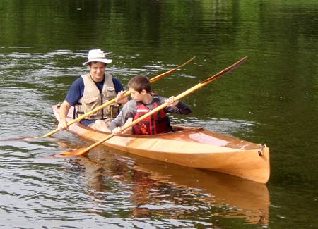 The Wood Duck Double is a compact tandem kayak built from a wooden kit