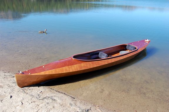 The Wood Duck Double is a compact tandem kayak built from a wooden kit