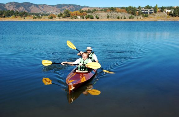 The Wood Duck Double is a compact tandem kayak built from a wooden kit