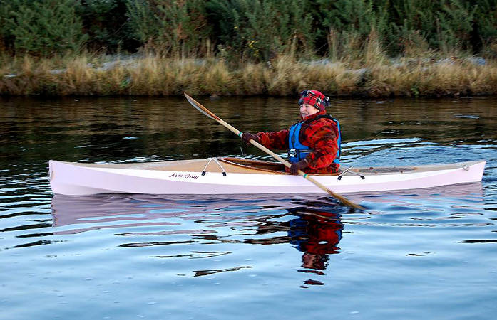 Wood Duck 10 recreational kayak built and painted pink
