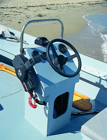 The centre steering console of the Workstar 17 workboat