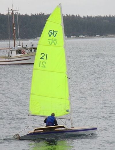 The Zest is a single-handed racing dinghy with a plywood hull and comfortable sitting-out wings