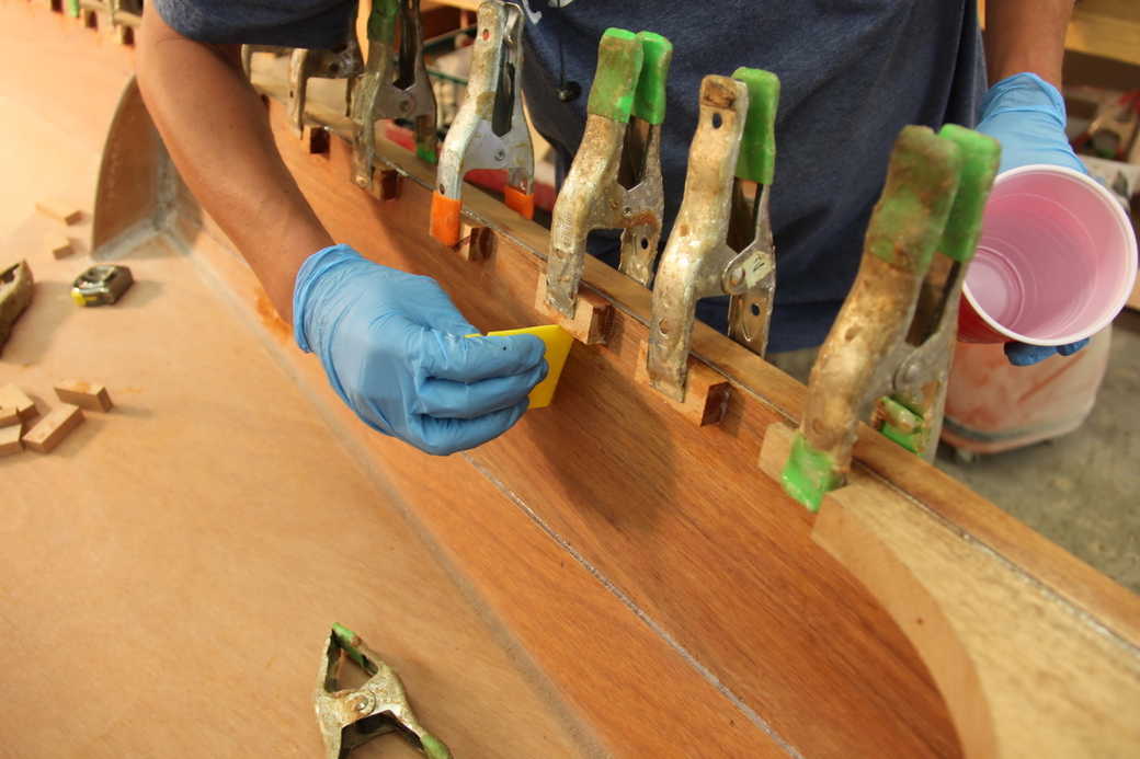 Clean up the squeezed-out epoxy from under the blocks