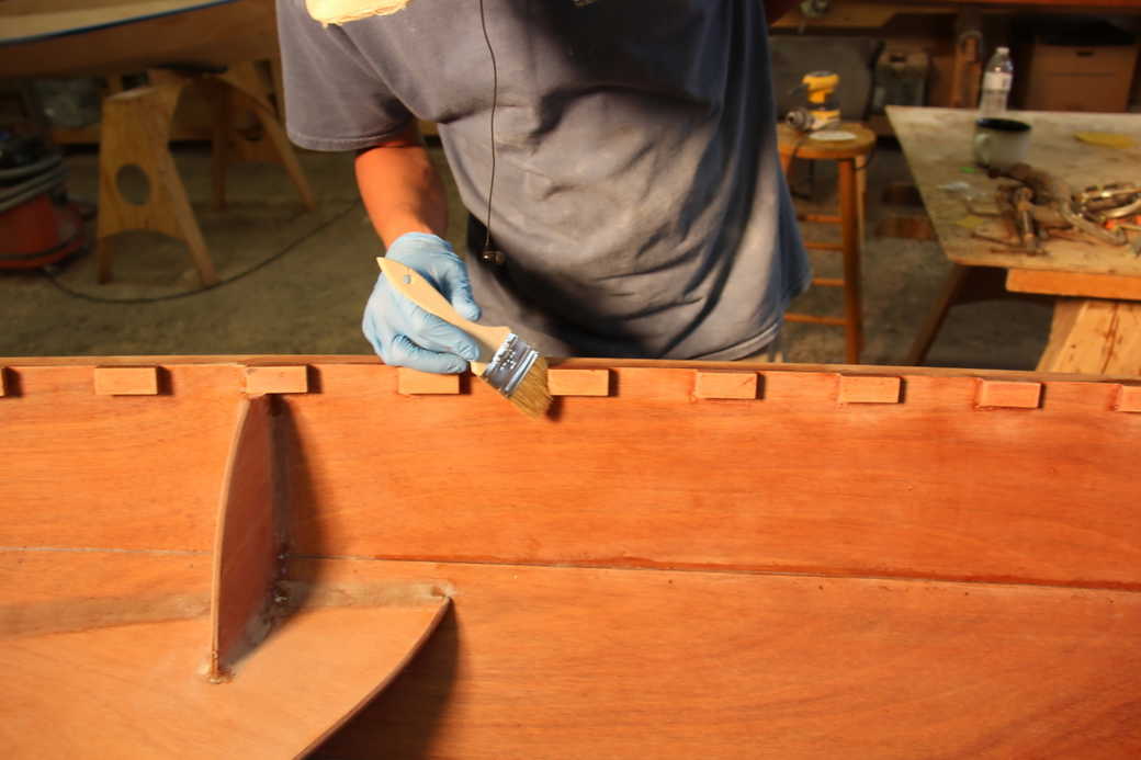 Seal the ends and undersides of the spacer blocks with epoxy