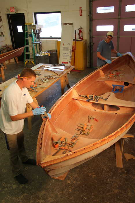 Clamp the inwale, starting with a couple of spring clamps