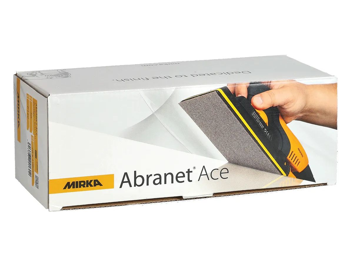 Mirka Abranet Ace sandpaper sheet with ceramic grains that cut better and stay sharp for longer