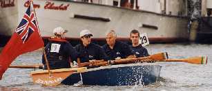 The 16 ft Bee rowing boat in the Great River Race