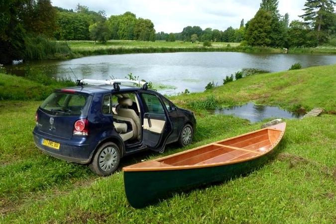 A wooden Canadian canoe built from a kit