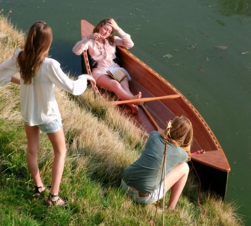 A wooden Canadian canoe built from a kit